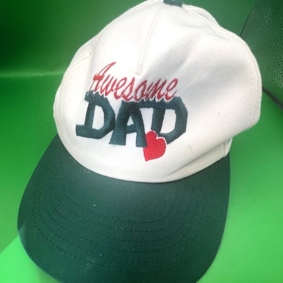 Signature Awesome DAD Embroidered Cap Green White Snapback Hat Fathers Day Gift - Picture 5 of 9